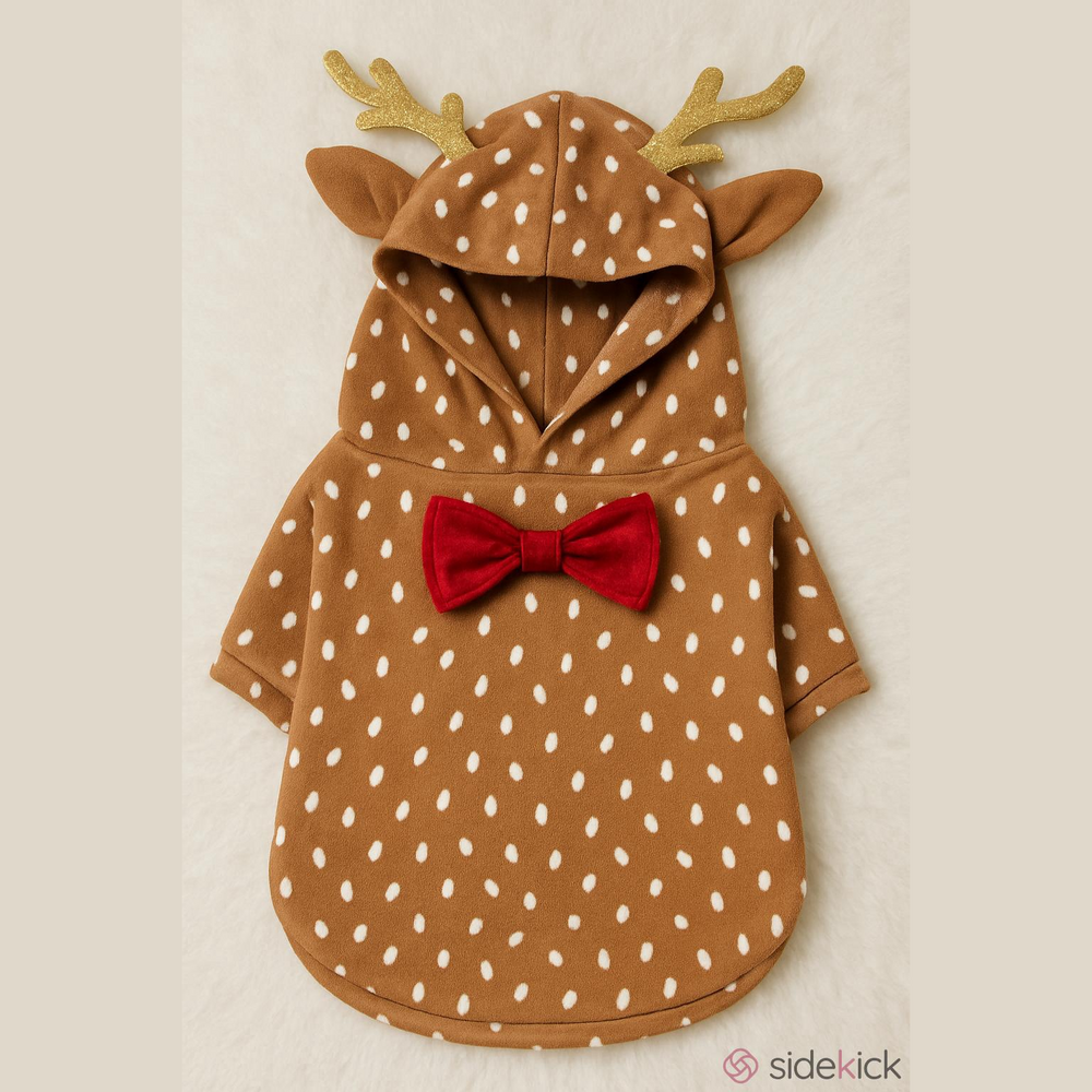 Sweet Cheeks Reindeer Dog Costume Brown White Gold XL